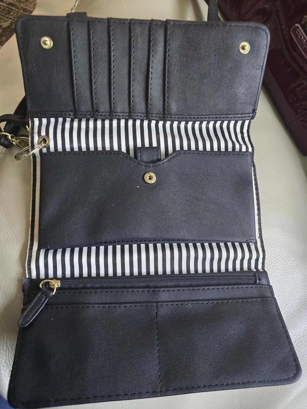 Betsey Johnson Black & Pink Cat Stripe Wristlet